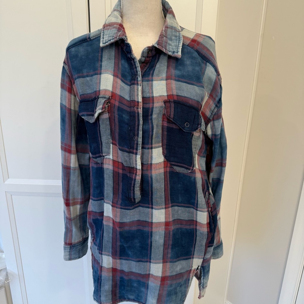 BlankNYC Blue and Red Plaid Shirt